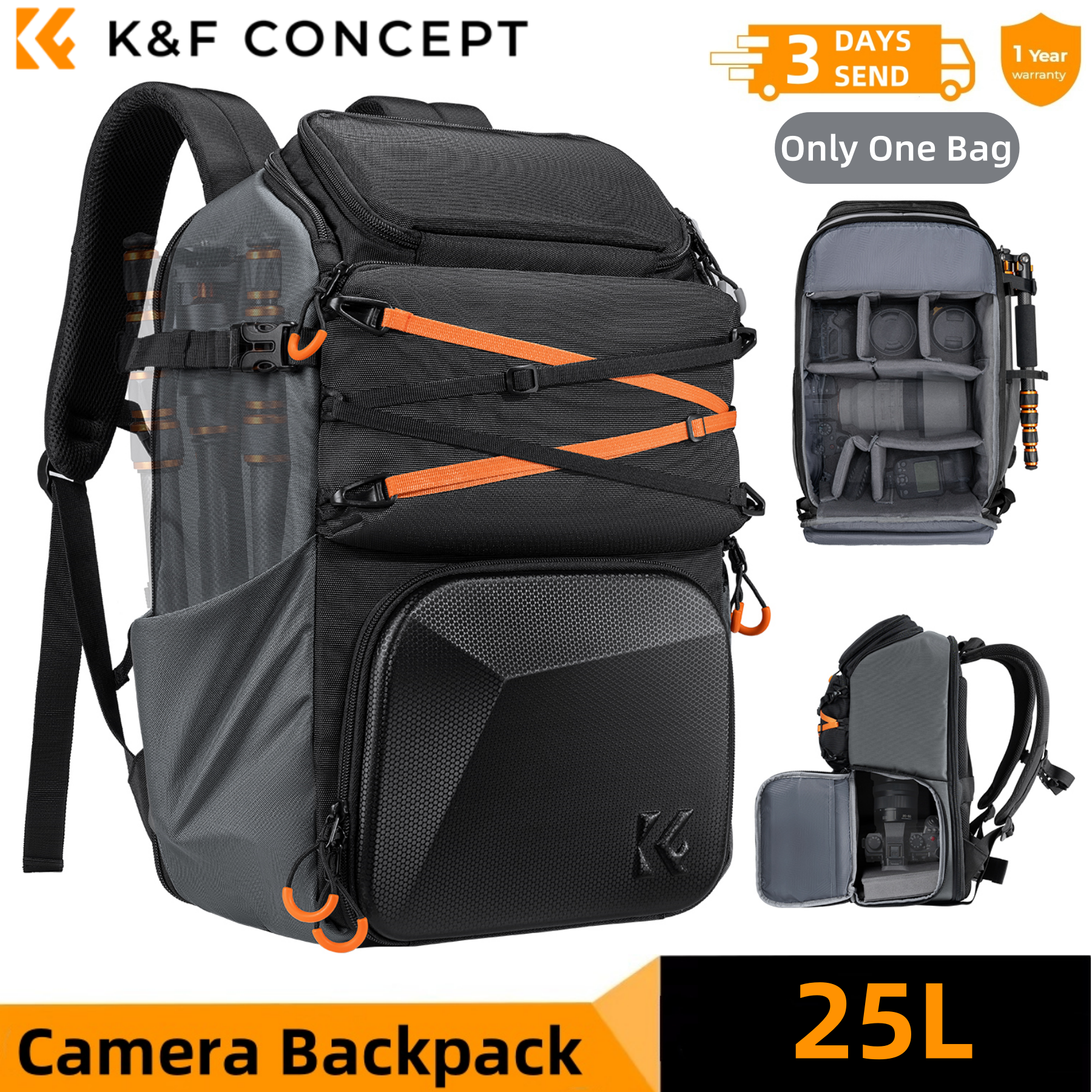 K&F CONCEPT 25L Outdoor Camera – обзор и цена Rain Cover Backpack