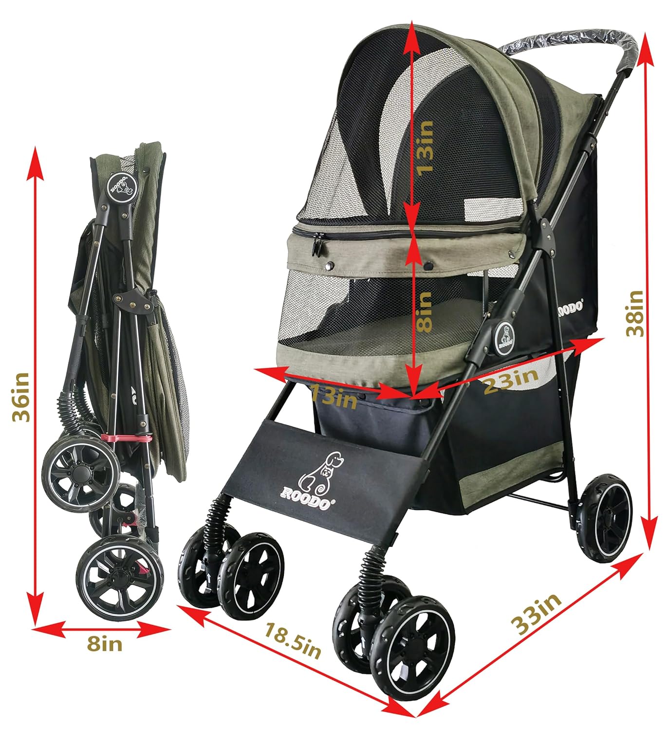 4 Wheel Dog Cat Pet Stroller,  – обзор и цена Foldable Backpack Small